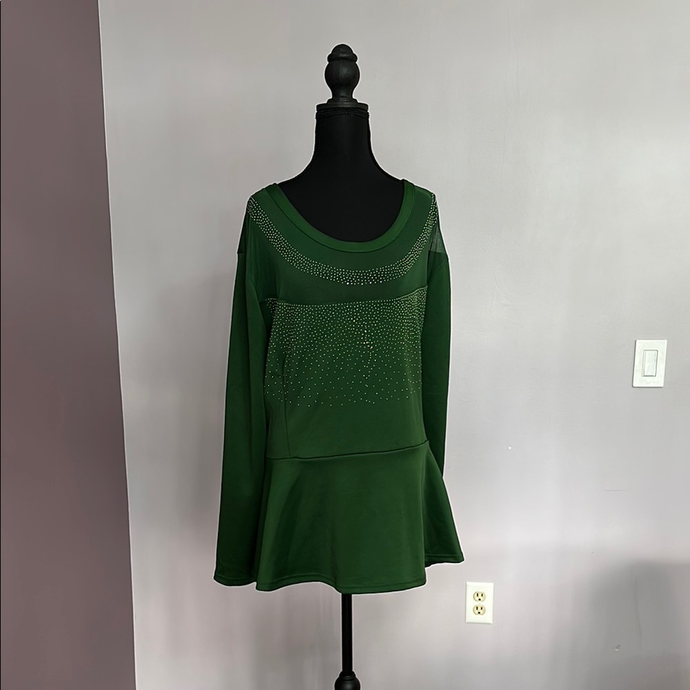 Ashley Stewart Green Peplum Blouse